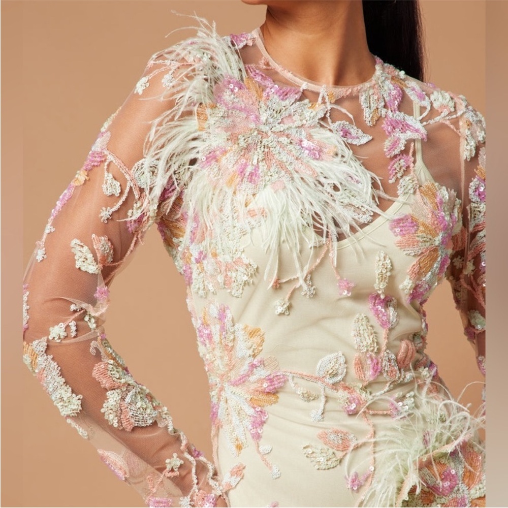 Fashion Nova Luxe Laney Feather Sequin Mini Dress Mint Green Colorful Small NEW - Picture 10 of 12